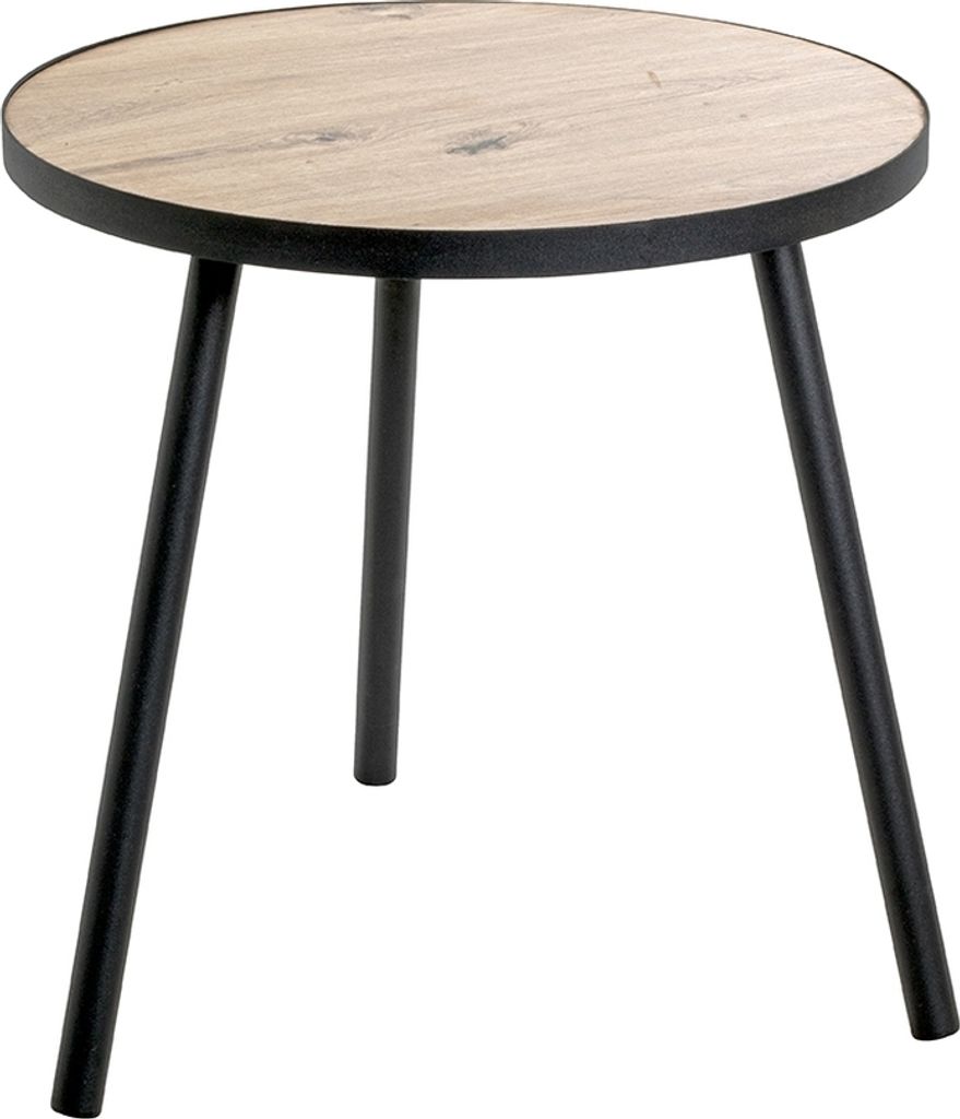 Beistelltisch >24465< in schwarz-eiche, MDF, Metall - 52x50cm (HxD)