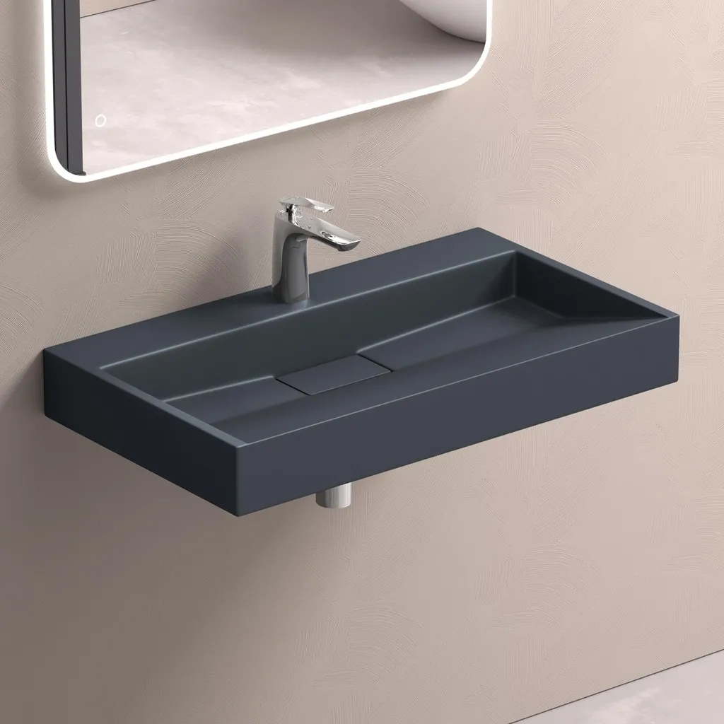 Lavabo de Salle de Bain 90cm pour Installation Murale ou sur Meuble