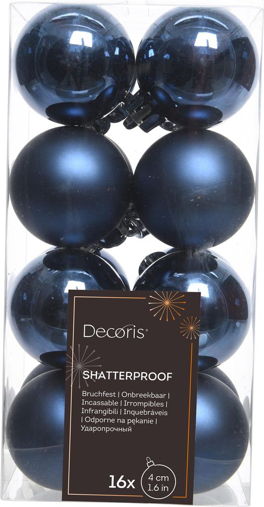 Set aus 16 blauen unzerbrechlichen Christbaumkugeln 4cm Produktbild 