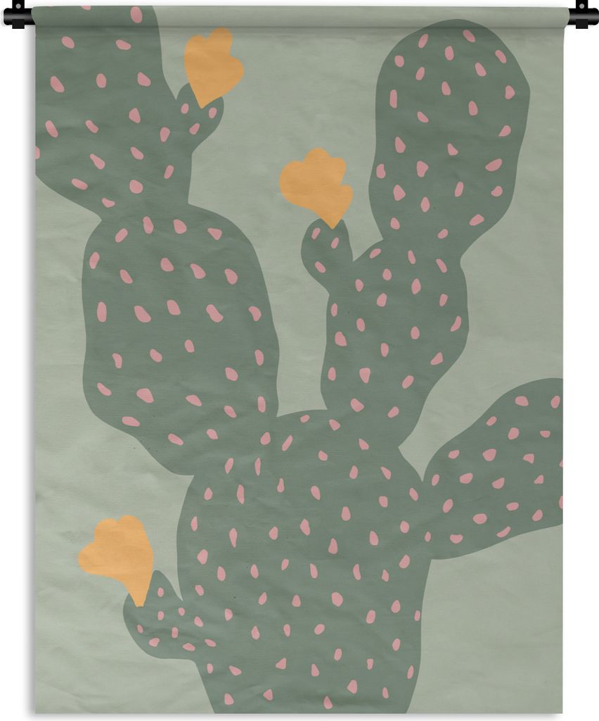 MuchoWow Wandteppich Wandbehang Kaktus - Grün - Natur - Gelb 90x120 cm Tapisserie Dekoration Wandtuch - Wanddeko