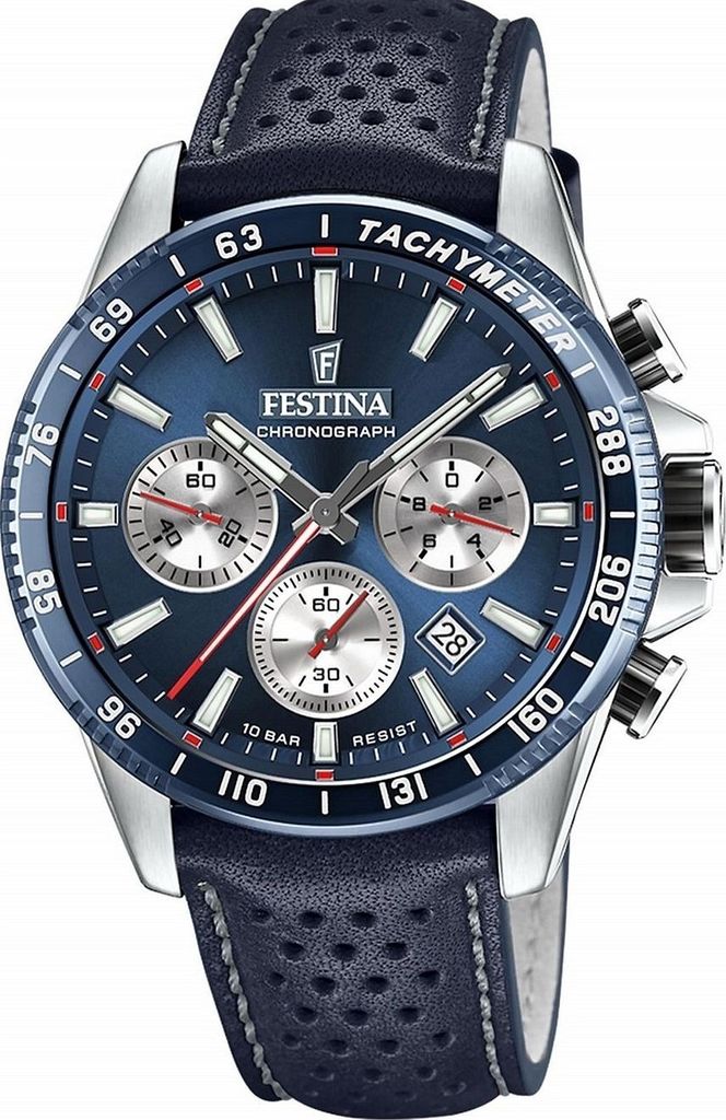 Cronografo Festina F20560-3 Blu Bracciale in acciaio Immagine del prodotto 