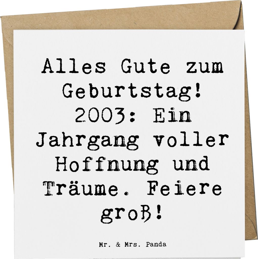 Mr. & Mrs. Panda Grußkarte Spruch 2003 Geburtstag - Weiß - Produktbild 