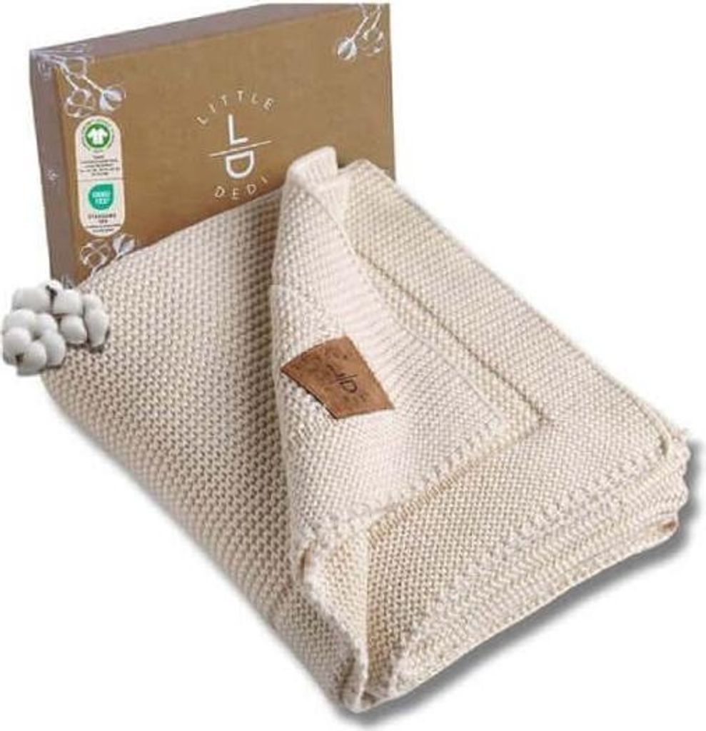 Baby Strickdecke, Babydecke, %100 Baumwolle, 80x100cm, Beige