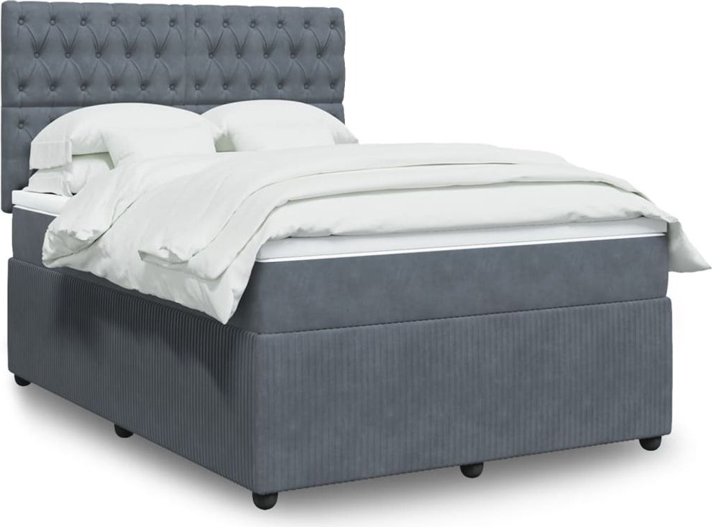 (NEU 2026) Boxspringbett mit Matratze, Doppelbett moderne, Dunkelgrau 160x200 cm - Samt - Klassische Betten - 104.62 kg