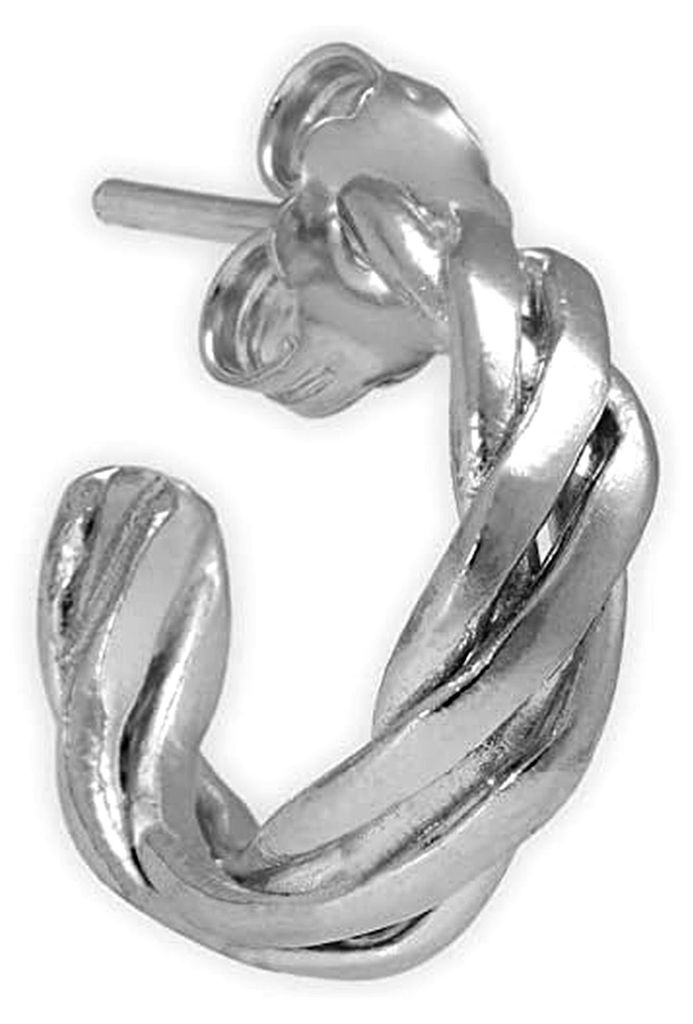 Herren Huggie Creolen Ohrringe aus 925 Sterlingsilber - Zopfmuster Design - & Hypoallergen - Einzelstück - Handgefertigt von Emmanuela