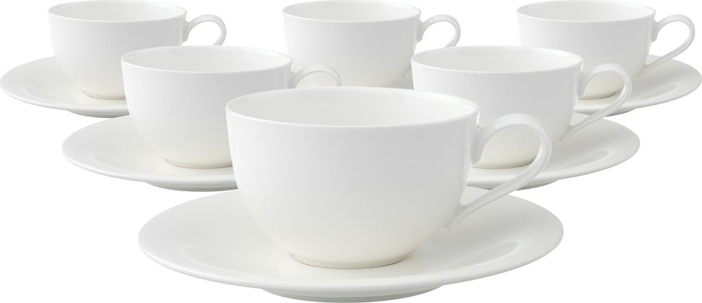 Villeroy & Boch New Cottage Basic Cappuccinotasse mit Untertasse 290 ml 6er Set