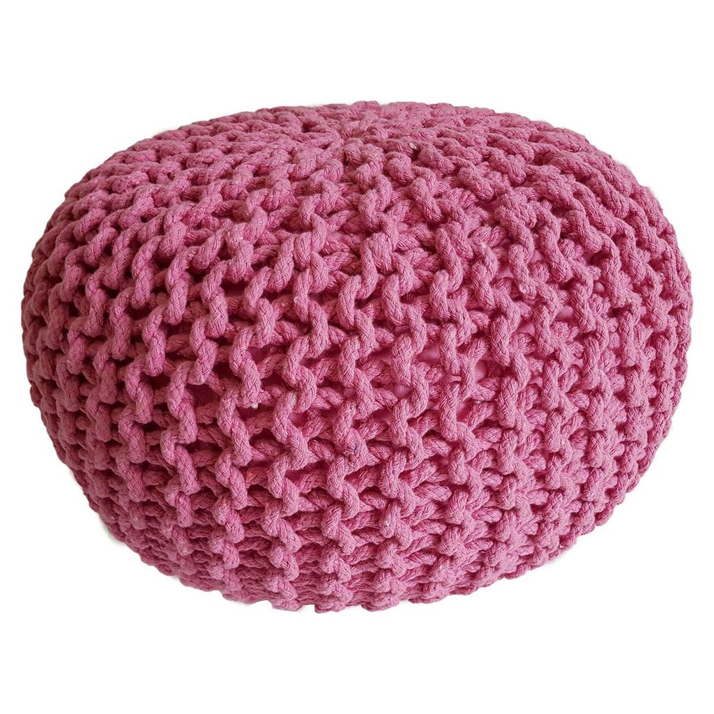 Strickhocker Pouf Sitzpouf Sitzpuff Grobstrick Pouf pink Ø 45cm