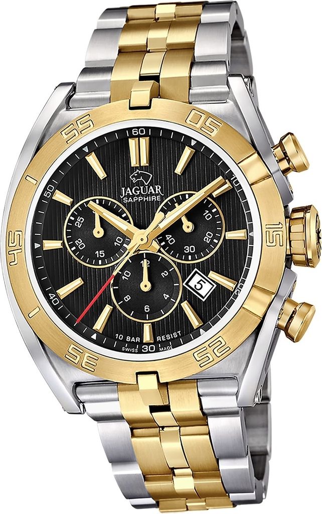 Jaguar Edelstahl Herren Uhr Chronograph Elegant Luxus silber gold Executive D2UJ855/C