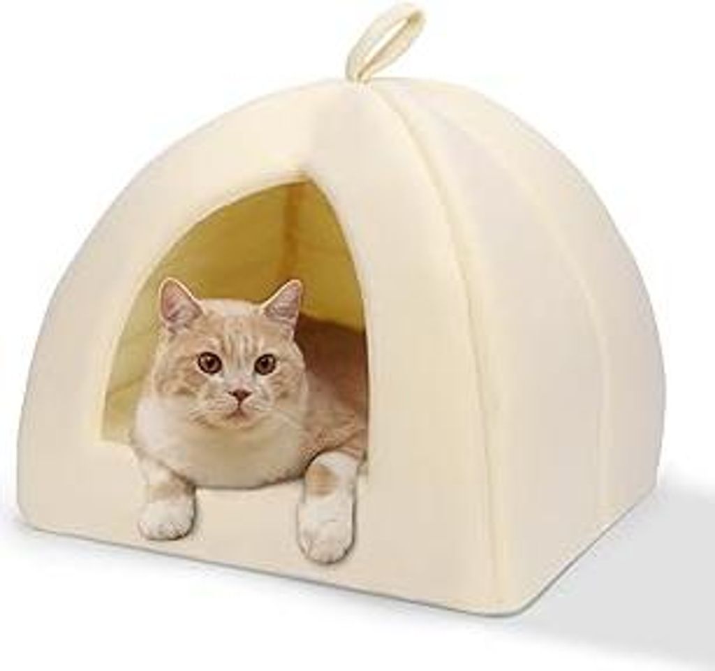 Nobleza Faltbares Katzenhaus, Zwei in Eins Hund Katzenbett, Katzenhaus für Kleine bis Große Katzen Hund mit Katzenkissen Flauschig und Abwaschbar...