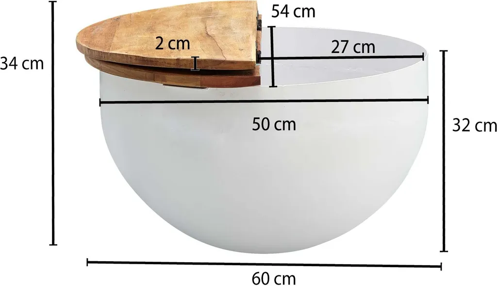 Table basse de salon ronde en bois bicolore avec coffre de rangement