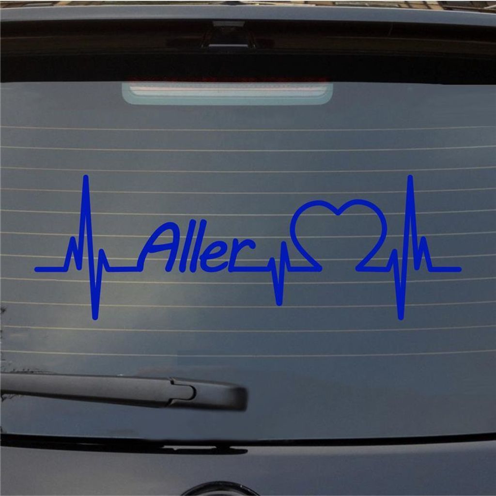 Heckscheibenaufkleber Aller Herzschlag Puls Fluss Wasser Liebe 55x18 cm Dunkelblau Auto Aufkleber Sticker