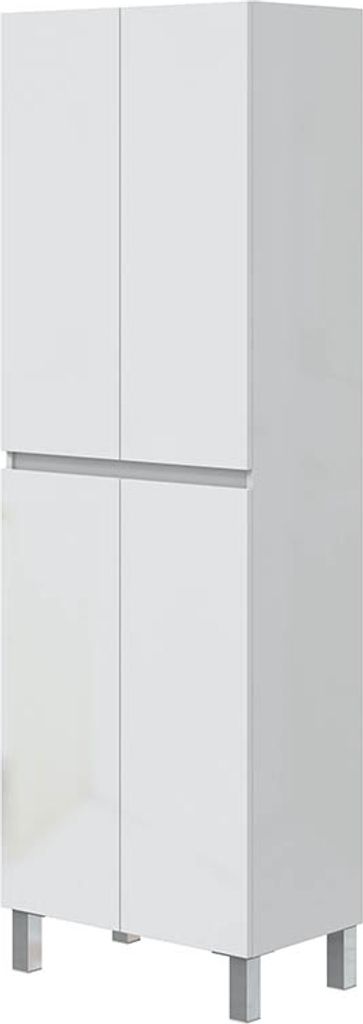 Hochschrank >DESTAL< 4 Türen, 4 Böden, in Weiß glänzend - 60x182x35 (BxHxT)