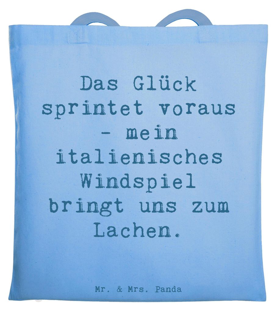 Mr. & Mrs. Panda Tote Bag Spruch Italienisches Windspiel Glück - Sky Blue - Geschenk, Shopping Tasche, Hunderasse, Hunderassen Charakter, Beutel, ...