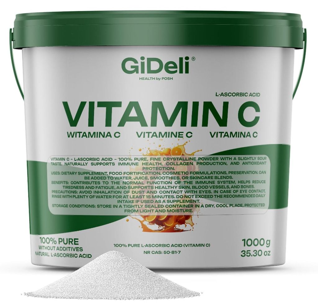 Vitamin C 1kg Pulver Reine L-Ascorbinsäure 100% Rein Vegan Produktbild 