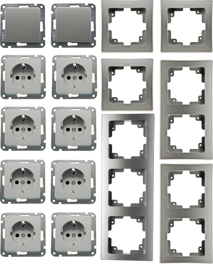 DELPHI Starter-Kit, 16-tlg 'PRO', Silber 8x Steckdose, 2x Produktbild 1