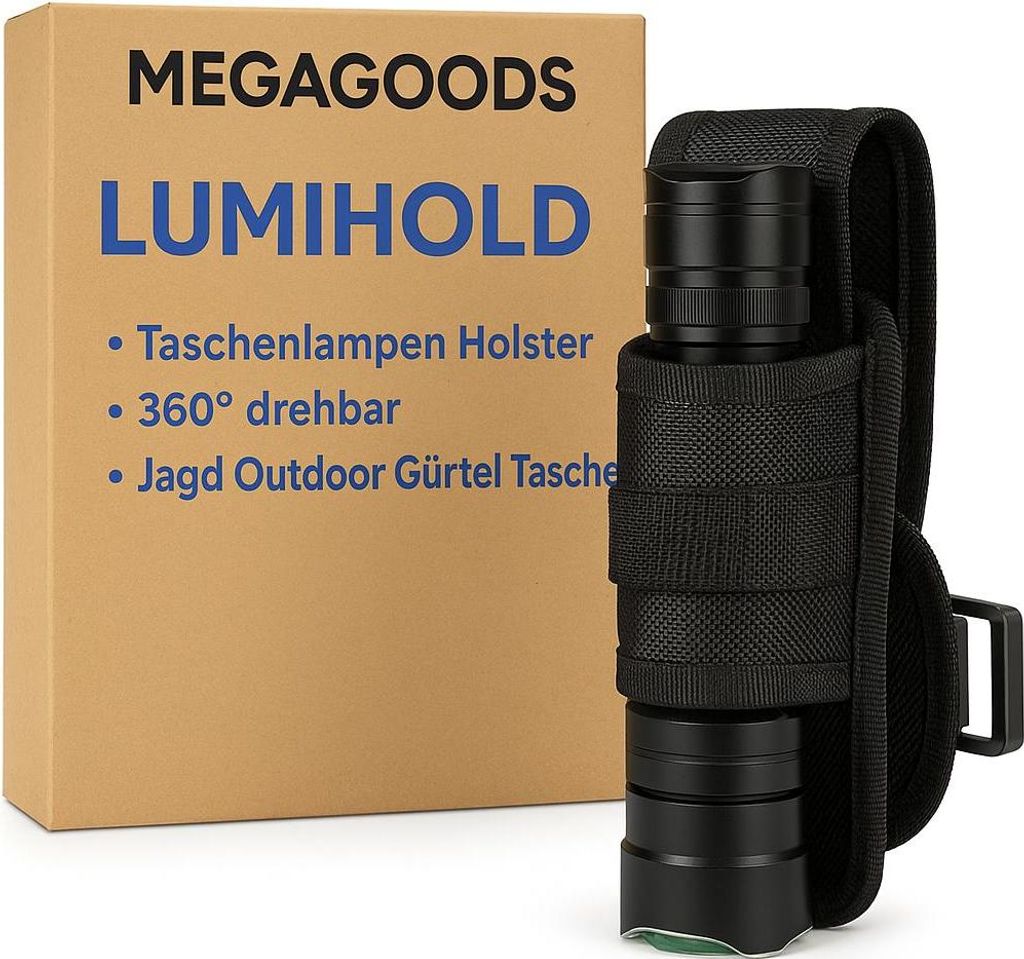 Taschenlampen Holster 360° drehbar Jagd Outdoor Gürtel Tasche DE.
