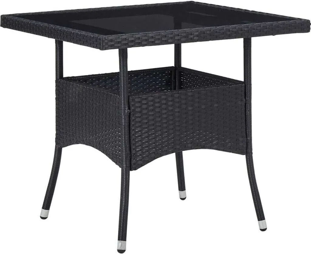 Table à Manger de Jardin Rectangulaire en Rotin Synthétique avec Verre