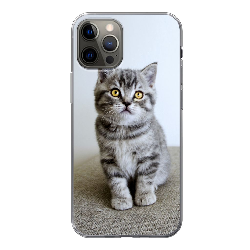 MuchoWow Handyhülle Schutzhülle Hülle für iPhone 13 Pro Kätzchen - Augen - Gelb - Mädchen - Kinder - Jungen - Kinder Silikon Softcase Handy...