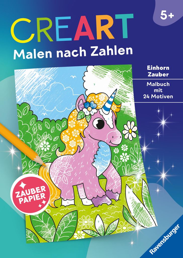 Ravensburger Buch Kreativität CreArt Malen nach Zahlen ab 5 Zauberpapier Einhorn Zauber 48865
