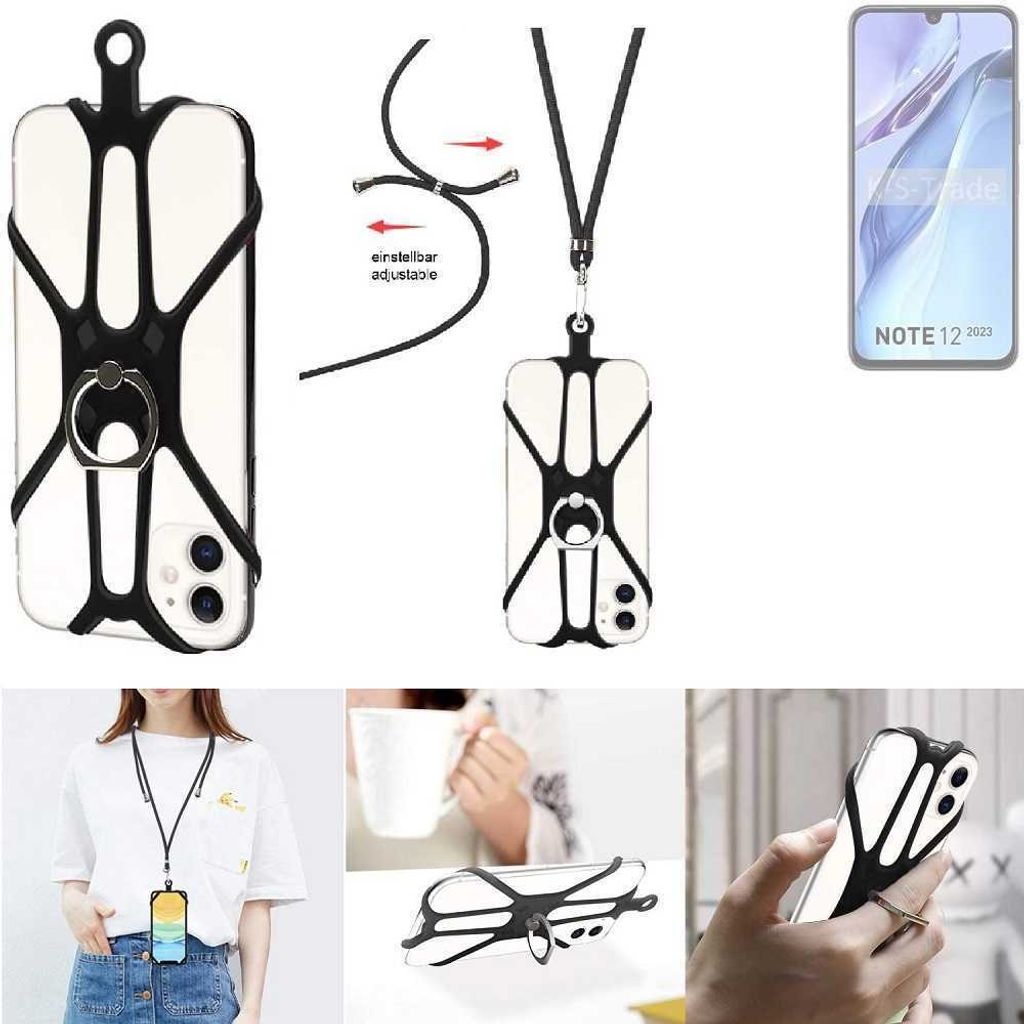 K-S-Trade 3in1 Handykette Handyband Handykordel Halsband Smartphone-Ring Handy-Ring kompatibel mit Infinix Note 12 2023 Fingerhalterung Handyring