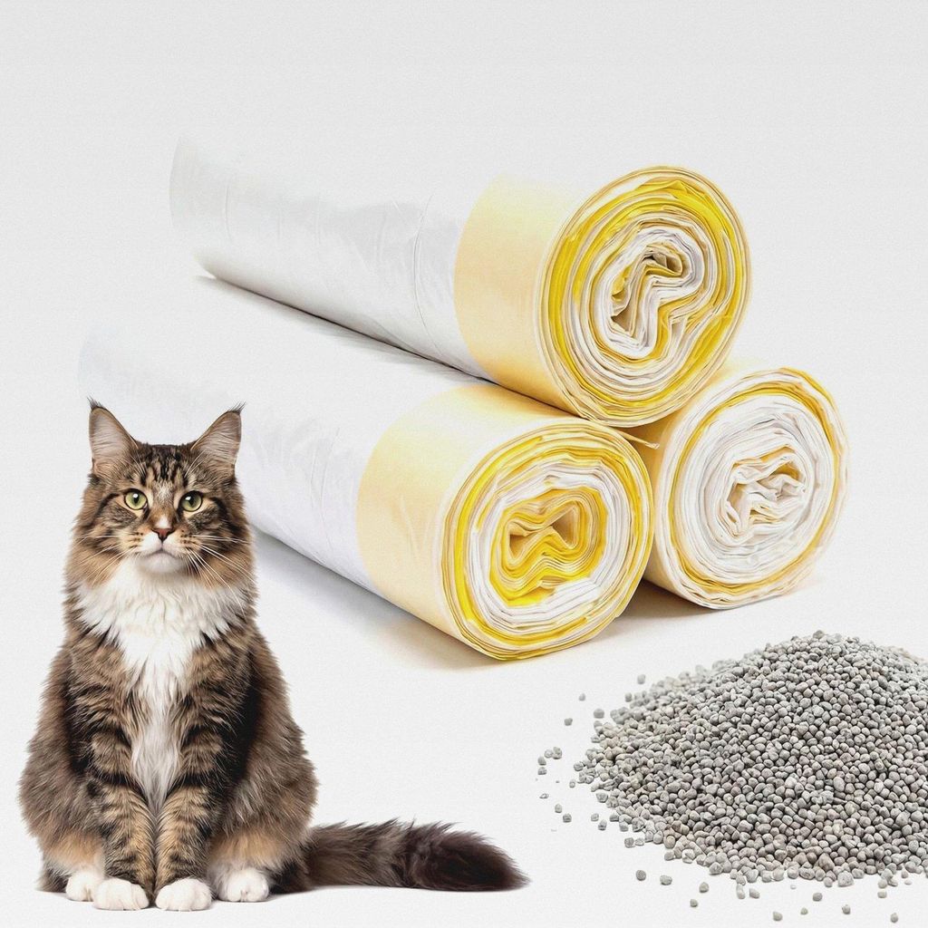 30 Stück Katzenklo Beutel, Langlebige Reißfest Müllbeutel Mülltüten mit Zugbändern für Selbstreinigende Katzentoilette, Hygienische Einlagen...