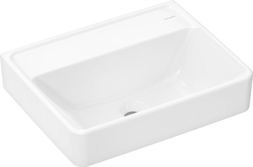 hansgrohe Xanuia Q Handwaschbecken, ohne Hahnloch und Überlauf, SmartClean, 500 × 390 mm, weiß glänzend, 61145450