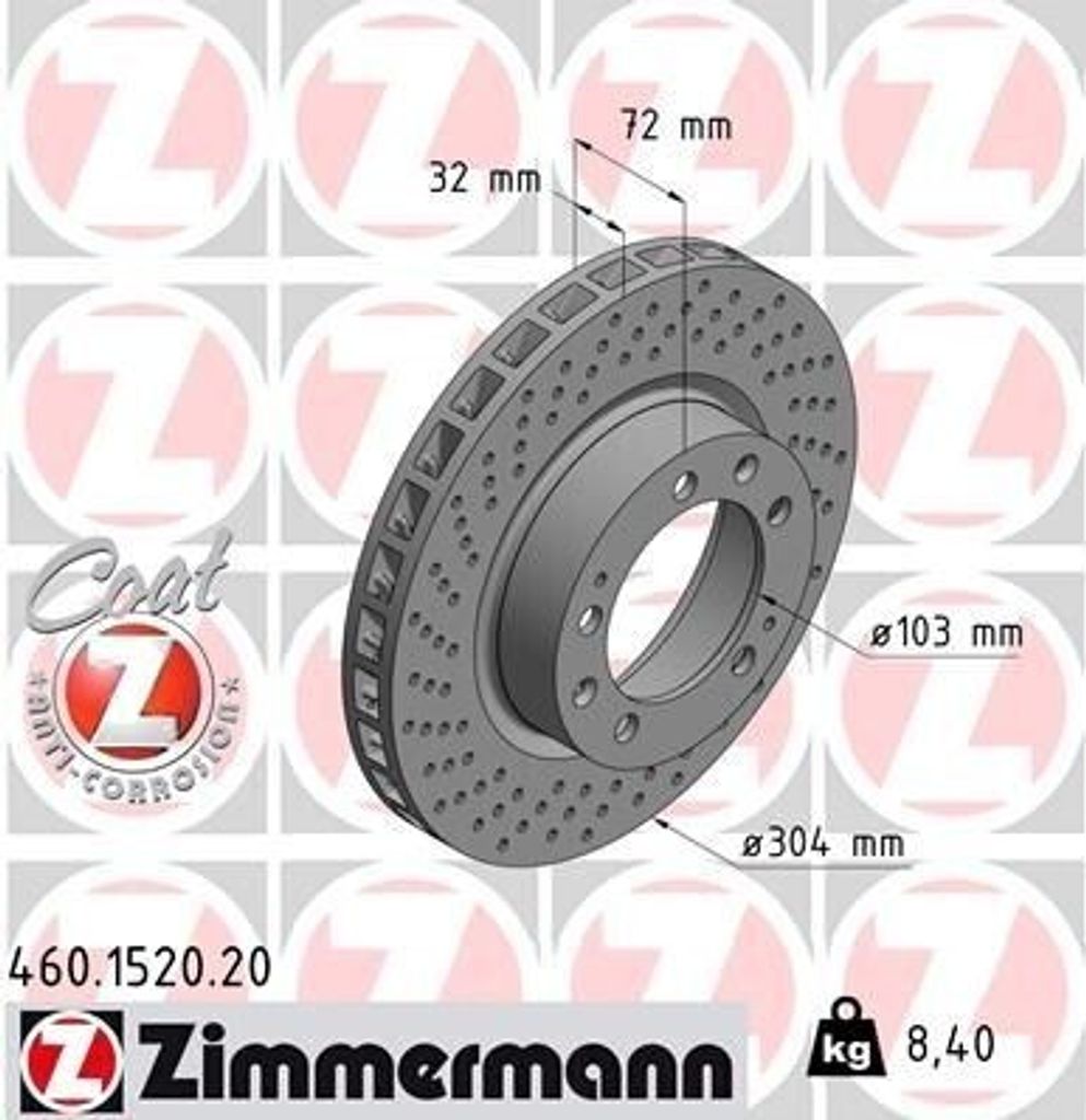 ZIMMERMANN 460.1520.20 - Bremsscheibe für 911 (993)