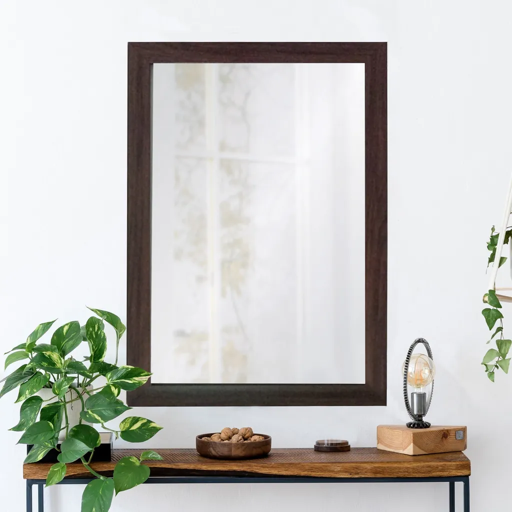Miroir Mural Léger Anti-Humidité 40x55 cm Marron Skye Decor pour Salle