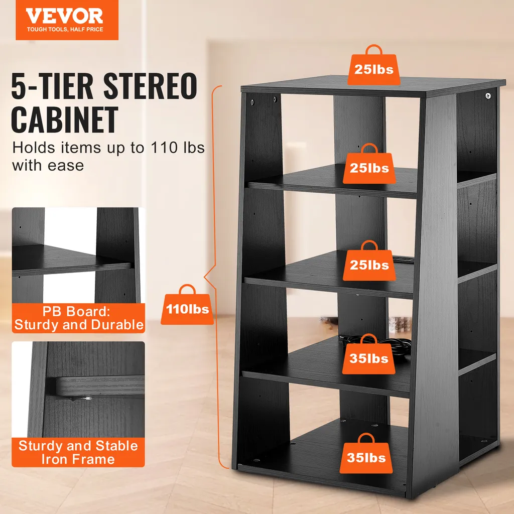 Meuble Rack pour Composants Stéréo et Rangement Multimédia Modulable