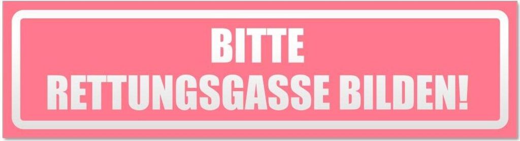 Kiwistar - Autoaufkleber - Hellrosa - 20 x 5,3 cm - Bitte Rettungsgasse bilden invertiert - Hinweis Aufkleber Sticker für Auto, Kfz, Fahrrad, PKW,...