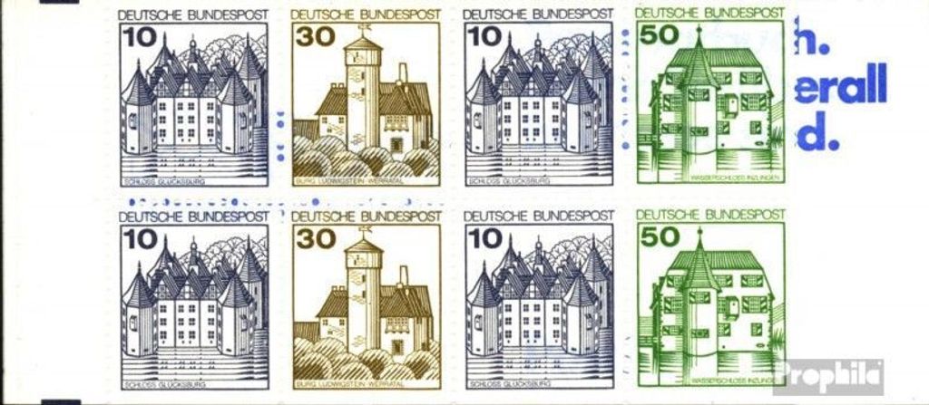 Briefmarken BRD (BR.Deutschland) 1980 Mi MH22ad mZ mit Zählbalken (kompl.Ausg.) postfrisch Burgen und Schlösser