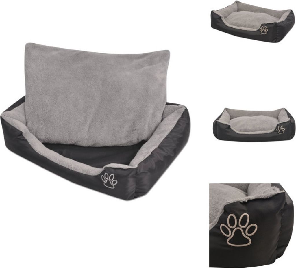 vidaXL Hundebett mit gepolstertem Kissen Größe M Schwarz - Hundebetten