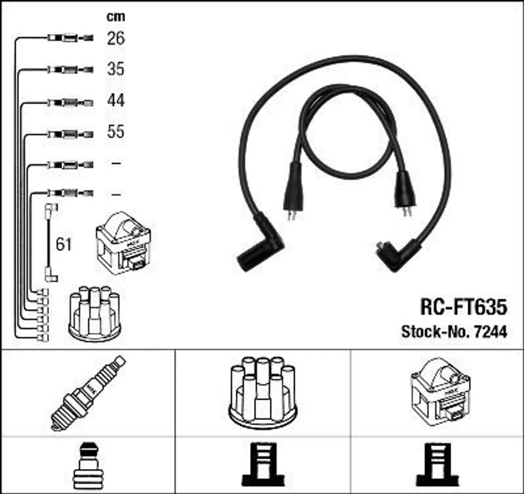 Set Cavi Accensione NGK 7244 RC-FT635: Qualità Originale Fiat Uno Turbo