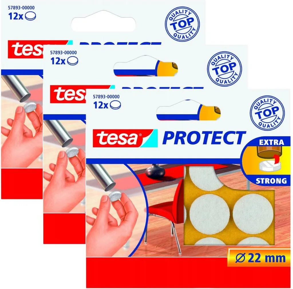 Lot de 36 patins de protection en feutre 22mm blanc pour pieds de table