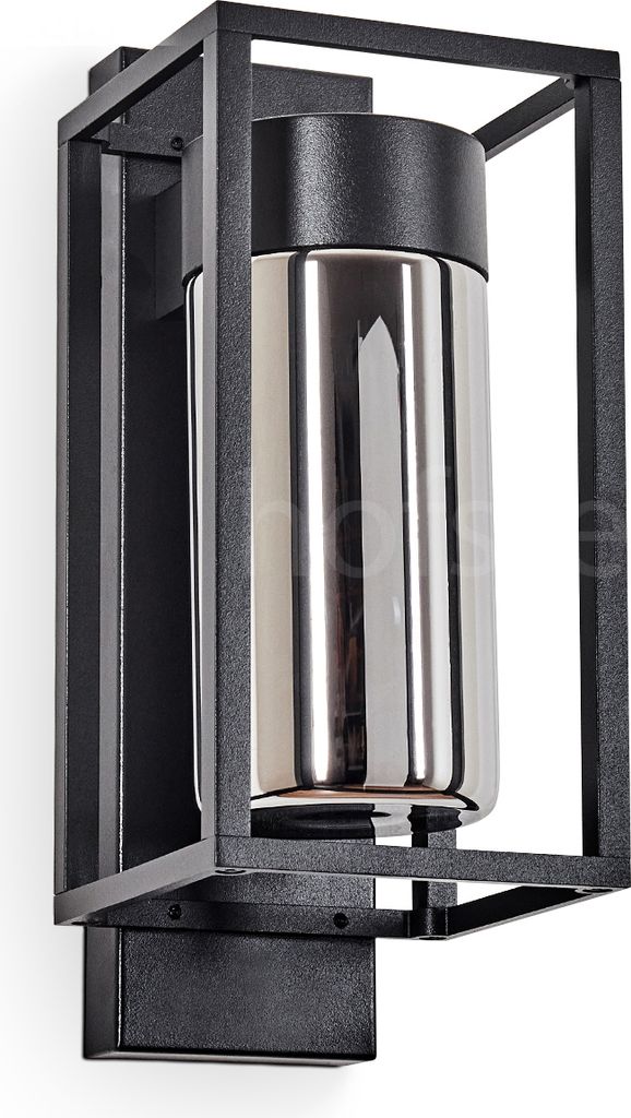 Laterza Außenleuchte aus Metall/Glas in Schwarz/Rauchfarben
