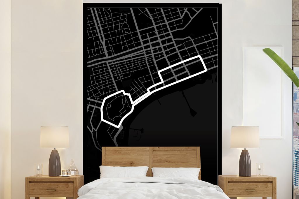 MuchoWow Fototapete für Wohnzimmer oder Schlafzimmer Wandtapete Vinyl Motivtapete Rennstrecke - Rundkurs - F1 - Baku City Circuit - Aserbaidscha...