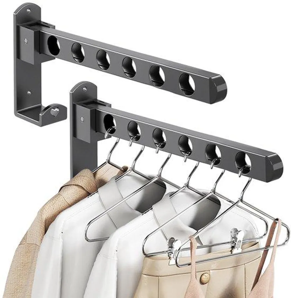 Rangez vos vêtements sans encombrer : porte-manteau mural pivotant en alu