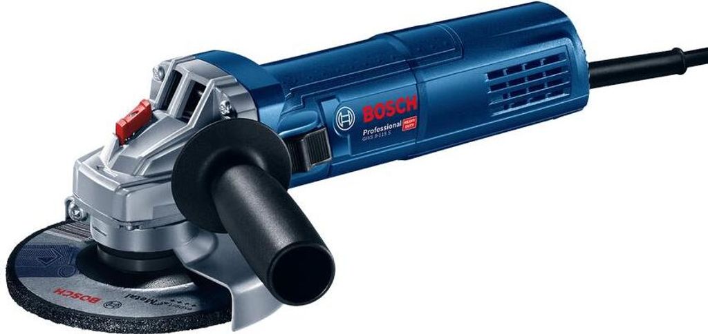 A Bosch angle grinder is shown against a white background.
