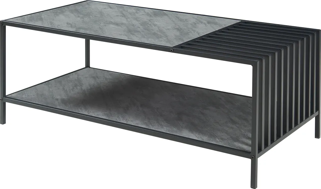 Table basse pour grand salon Pärghos 120 cm style indus noir et gris - 3