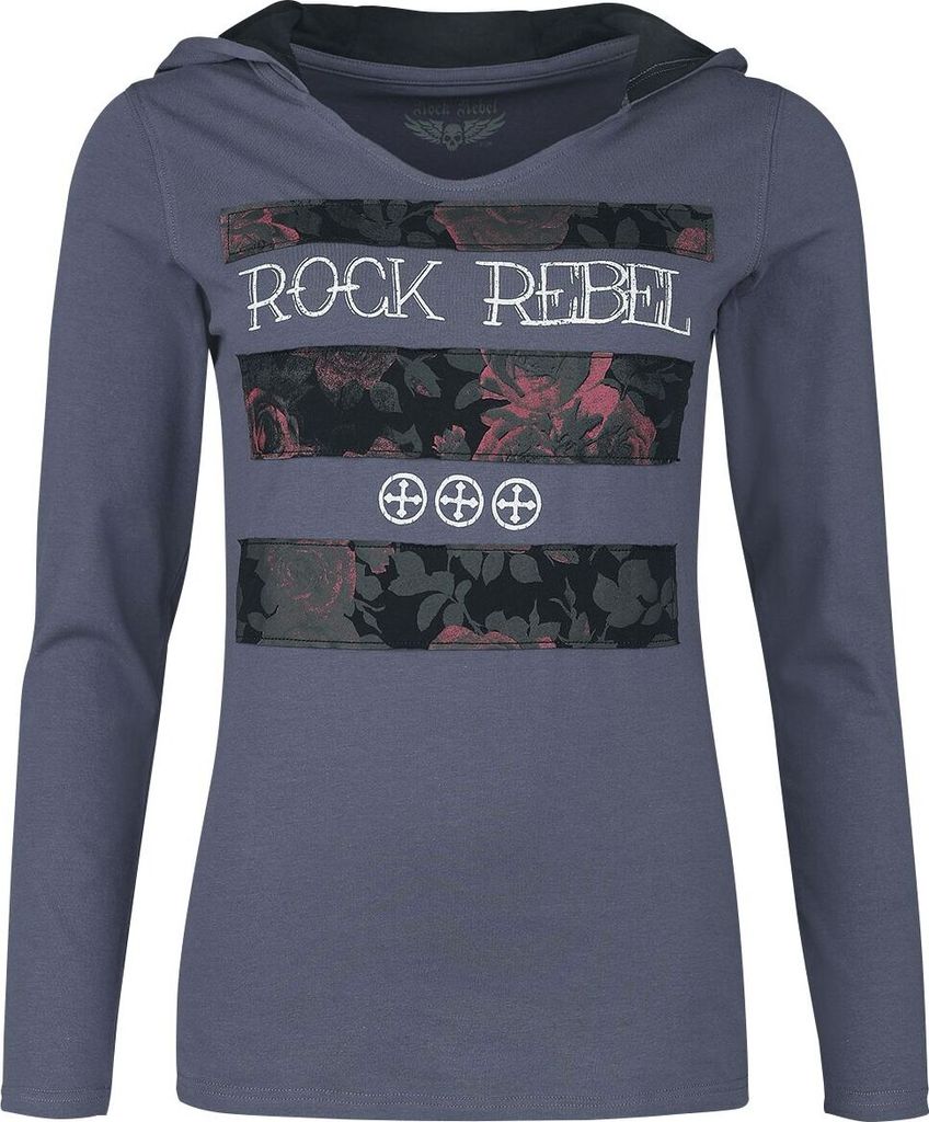 Rock Rebel by EMP Damen blaues Langarmshirt mit Rosen-Print S