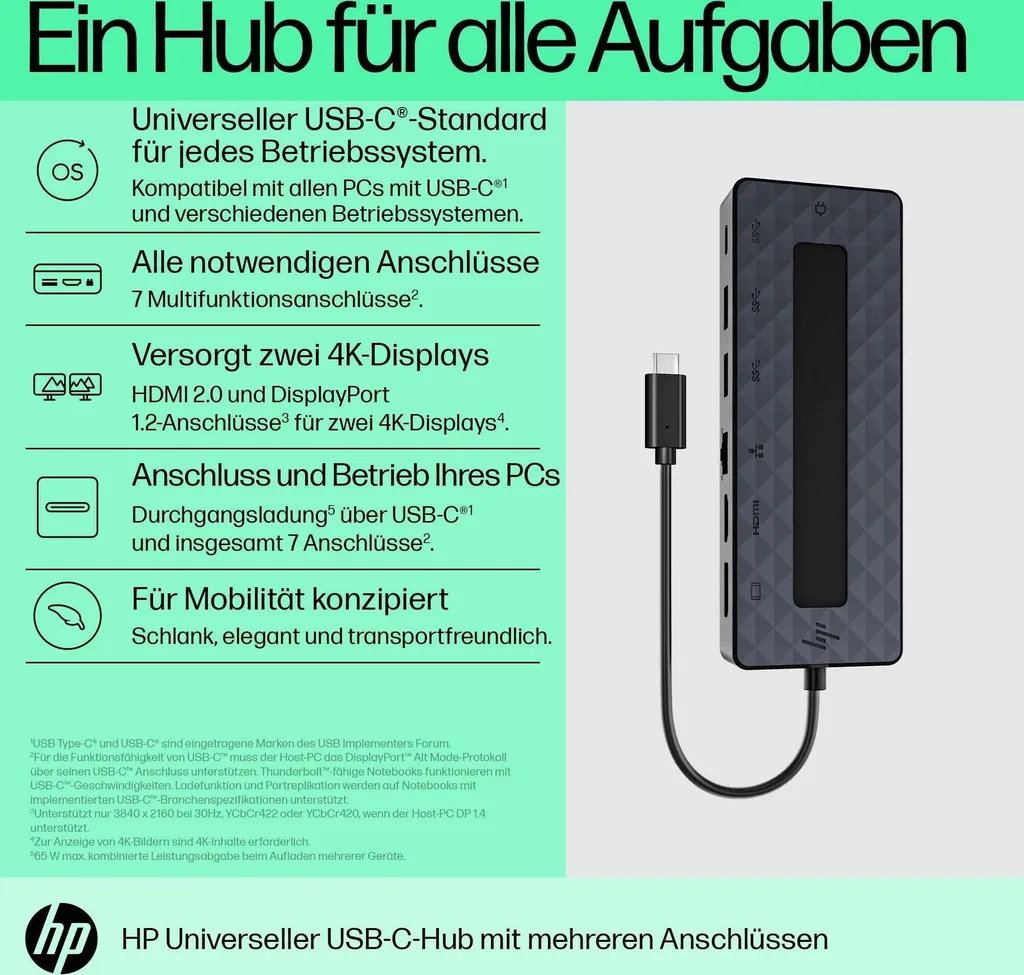 Plus de ports avec le Hub HP Universal USB-C Docking Station pour Multitâche - 10
