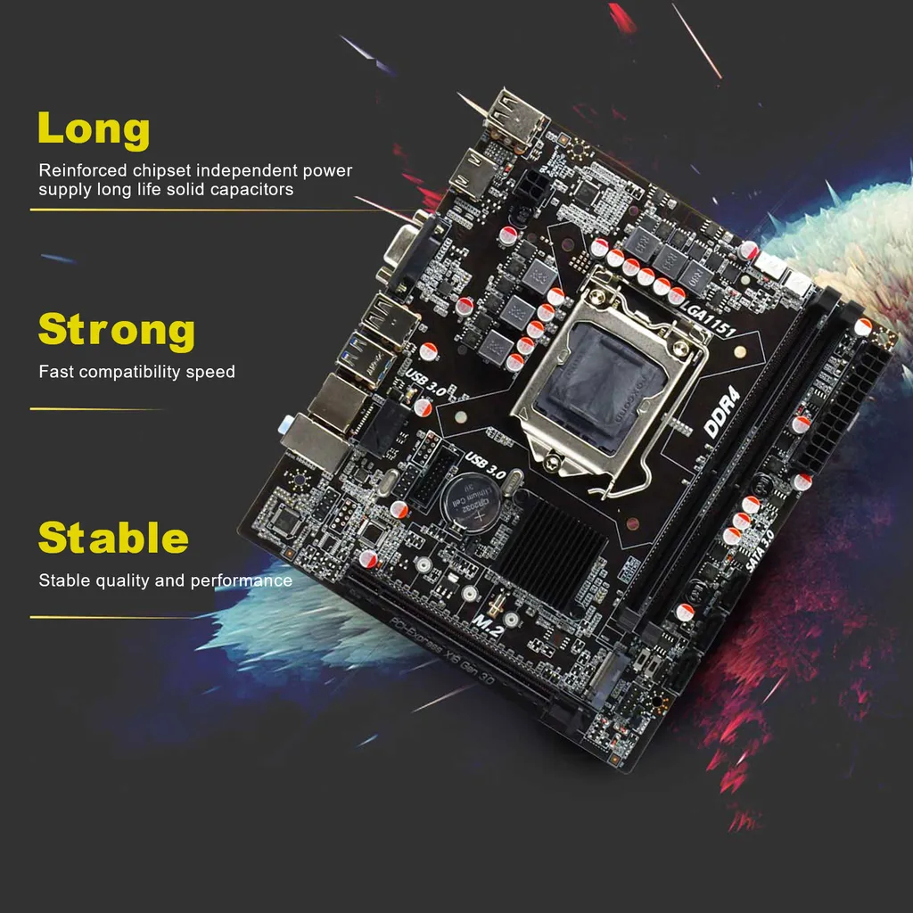 Carte Mère PC Fixe DDR4 H310B4 avec Condensateurs All-Solid Haute Qualité - 5