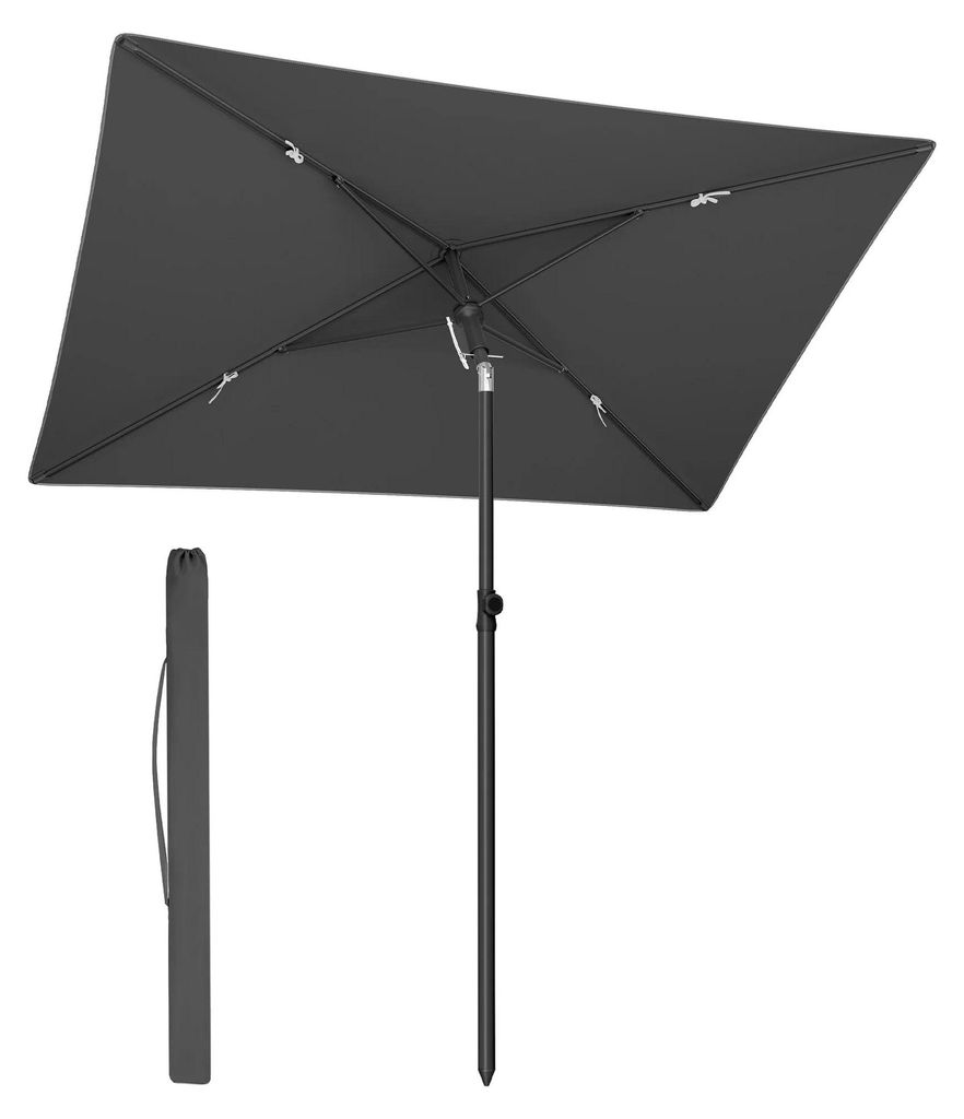 Balkonschirm - Rechteckiger Sonnenschirm 232 x 149 cm - UPF 50+ UV-Schutz - Faltbar mit Tragetasche - Ohne Schirmständer - Grau