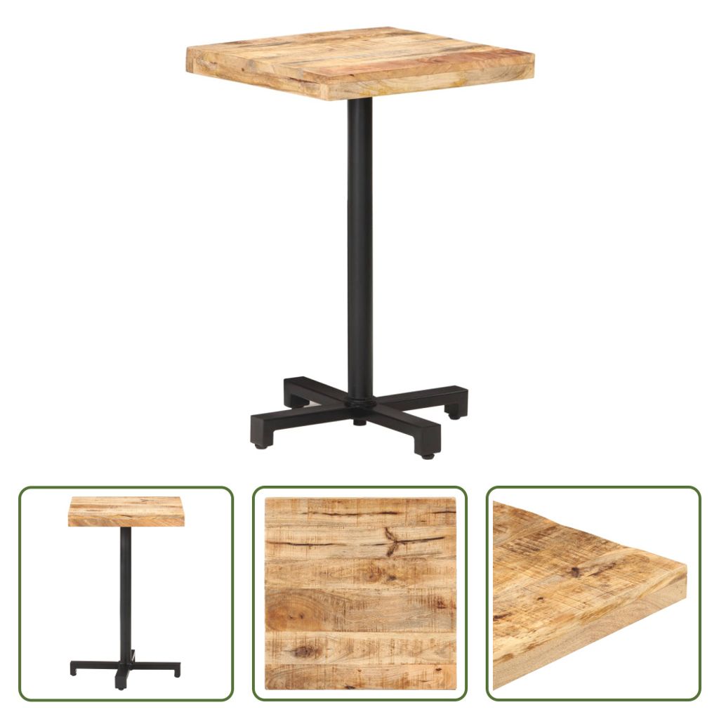The Living Store Bistrotisch Quadratisch 50x50x75 cm Raues Mangoholz