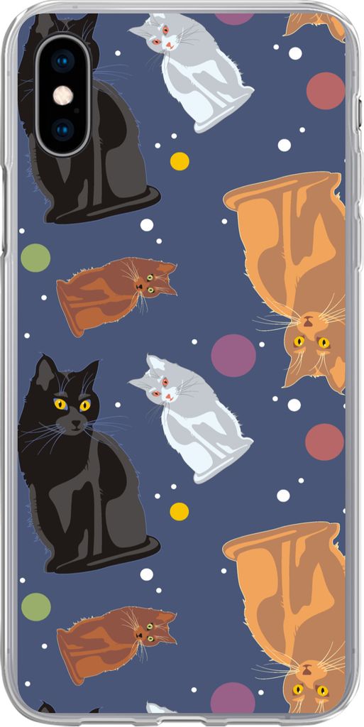 MuchoWow Handyhülle Schutzhülle Hülle für Telefoonhoesje iPhone Xs Muster - Katze - Weltraum - Jungen - Mädchen - Kinder - Kinder Silikon So...