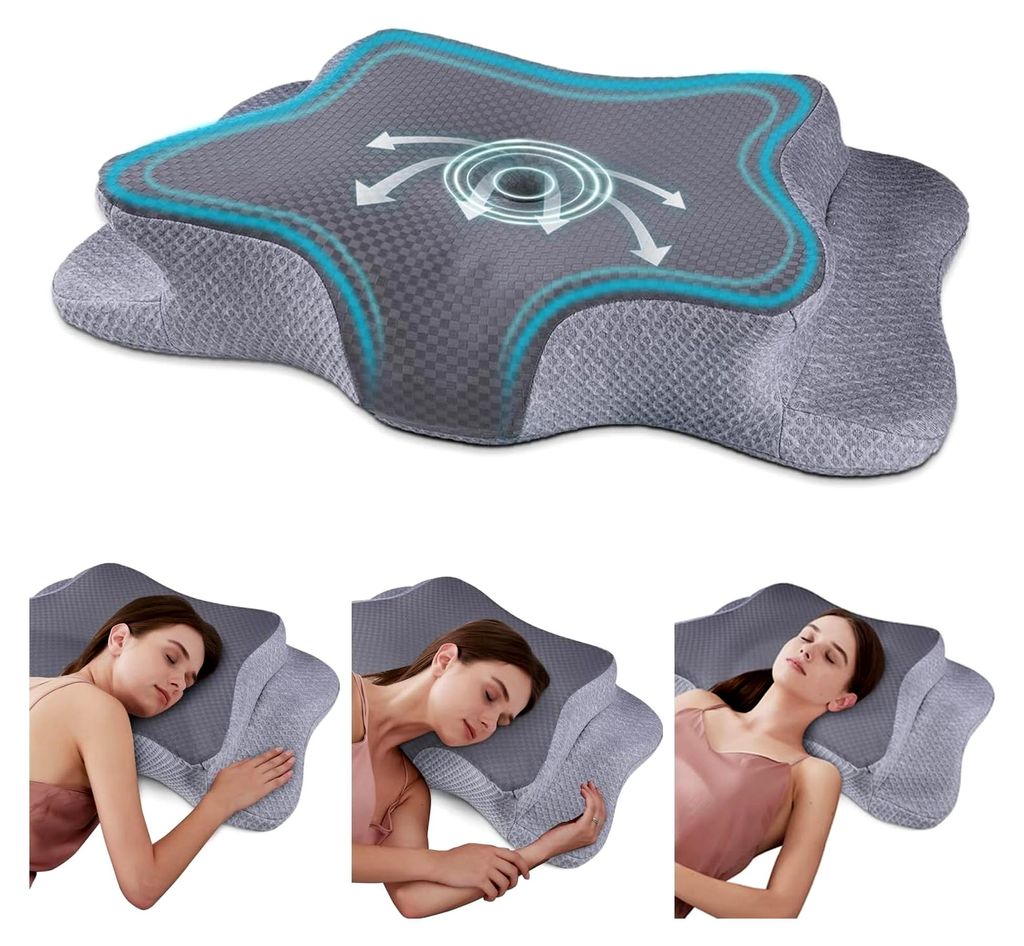 Memory Foam Kissen, Gebärmutterhalskissen für Nacken und Schultern, Ergonomisches Kontur Kissen, weich für Seiten-, Bauch- und Rückenschläfer,...