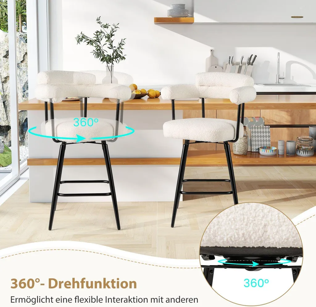 Tabourets de bar pivotants blancs Lot de 2 pour optimiser les petits espaces - 5