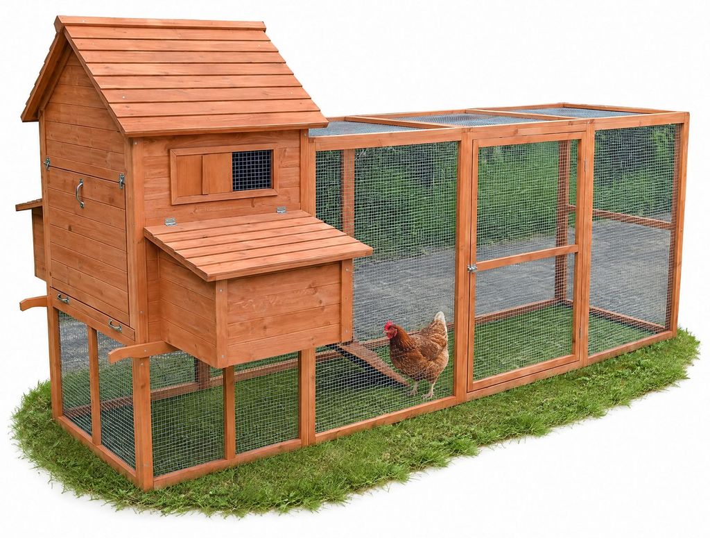 Hühnerstall XXL Holz mit Freigehege & Nestboxen wetterfest Produktbild 