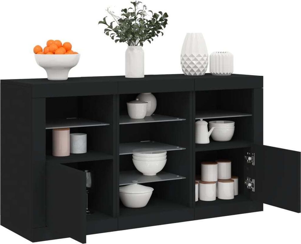 Maison Exclusive - Sideboard mit LED-Leuchten Schwarz 123x37x67 cm