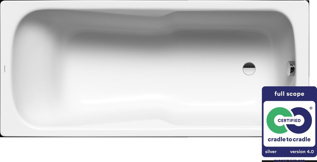 A top-down view of a white bathtub.